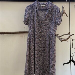 Floral Midi Dress with V-Neckline